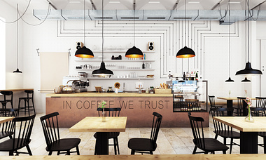 3d interior viz coffee shop view01