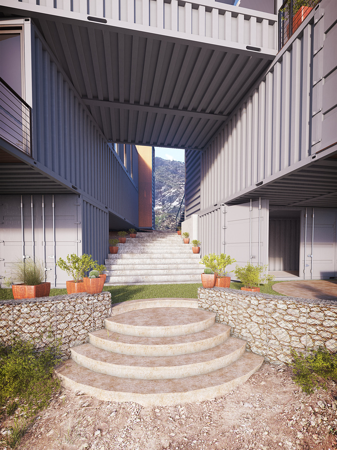 i made this project with 3ds max, vraypattern for the groundcover and the container displacement,multisscater, vray and photoshop.