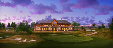 Dusk Rendering of Golf Course Clubhouse