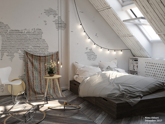 hi,attic room is my last personal job I've done with 3ds max,Vray,Ps,Zbrush and Marvelous designer. hope you like