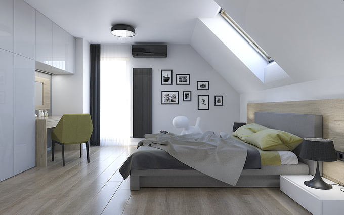 DN studio - http://dnstudio-viz.com
Interior visualization of bedroom located at the attic


