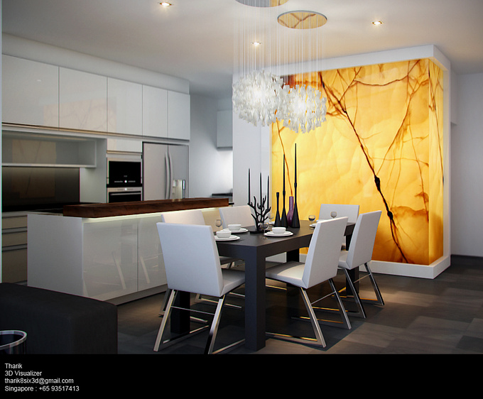 http://www.wix.com/ytf8six/tharik8six3d
Dining area with Onyx Feature wall, This project its take timing 2 Day , V-Ray rendering , 3D Max , color correction for Photoshop . and give your comments and correction of Work ,.
Thanks 
Tharik