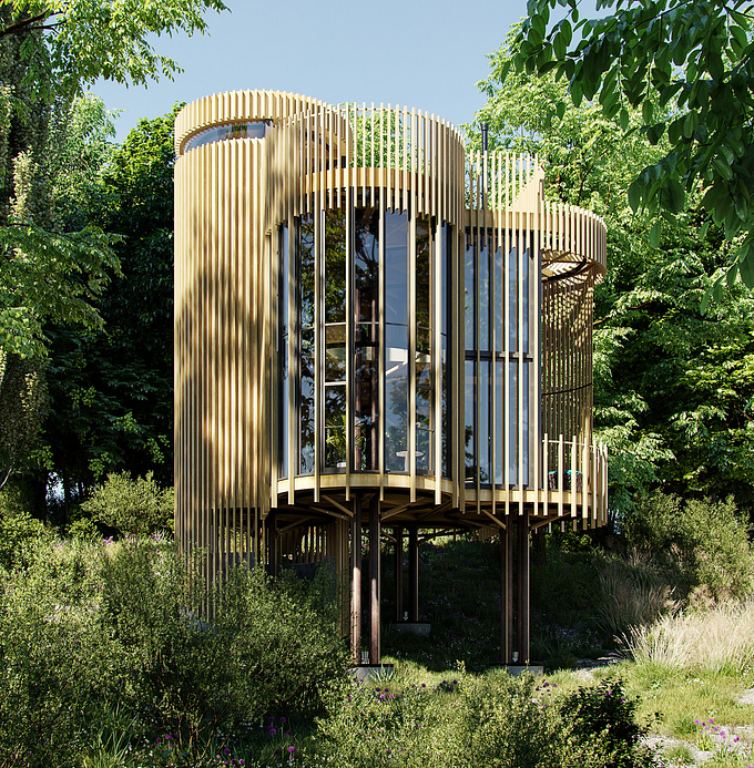 Nima Akbari - http://www.Boxedgestudioo
Tree House
Architect: Malan Vorster
Location: Cape town,South Africa
Software:3dsmax,Corona,Substance Painter,Photoshop