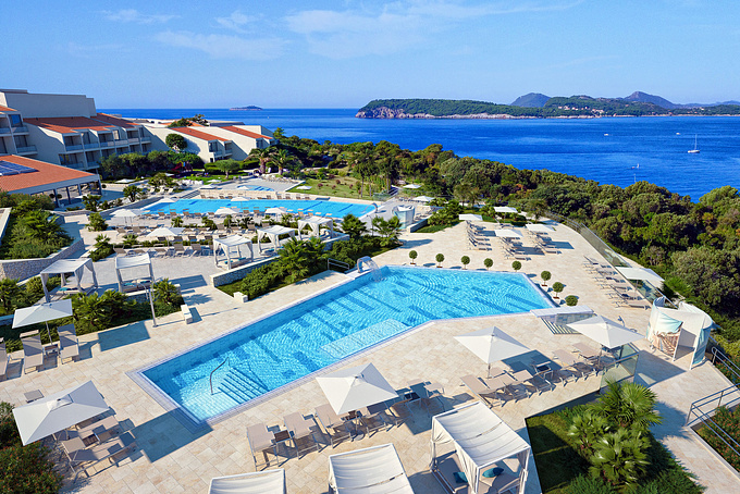 An aerial shot of a Hotel/Resort in Dubrovnik (Croatia) commissioned for the company Valamar Riviera d.d. 
