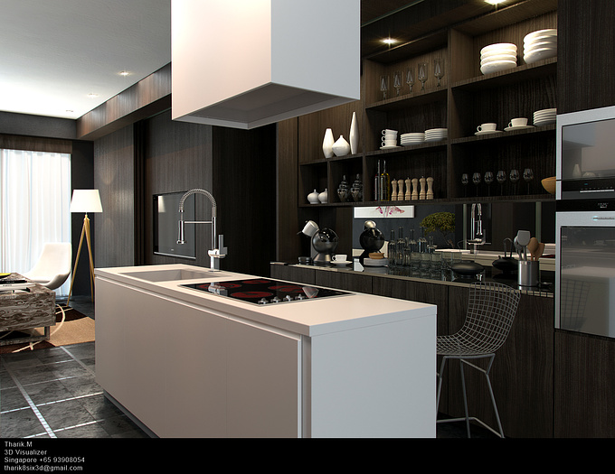 Kitchen View... 3D Max , V-Ray Rendering , Photoshop Colour correction .