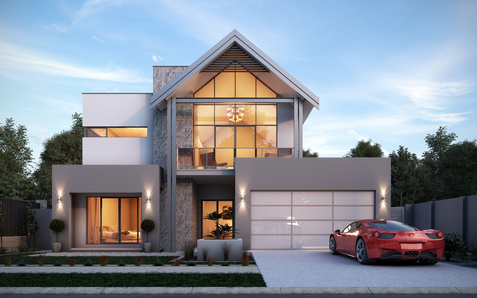 Just a standard elevation of a two storey house, nothing special. Used 3ds max, vray and photoshop.
Behance: http://bit.ly/1kQrfdE