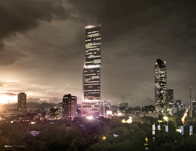 24studio - http://www.24studio.es
Future highest tower in Latin America. FR-EE design for the new "Reforma Tower" in Mexico City located in an urban hyper interesting context. It´s always gratifying for an architect to work with such high towers and so powerful designs.
