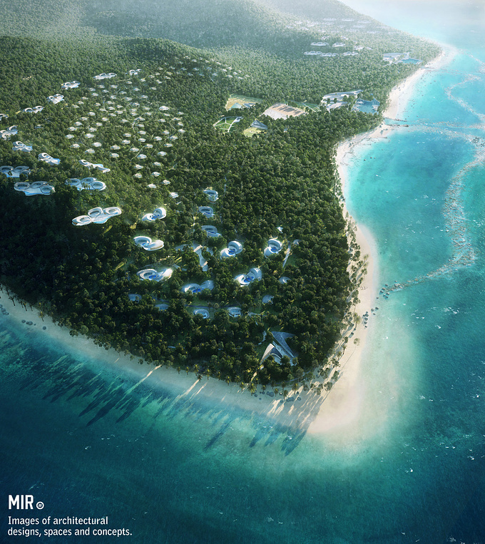 MIR/Snohetta - http://www.mir.no
Dream island image was designed for the kohn-tan project proposal from Snohetta in Thailand for luxury residential prototypes surrounded by this exotic beautiful nature, we wanted this image to make people dream about being their when they see it, it gave us warmth while working in winter