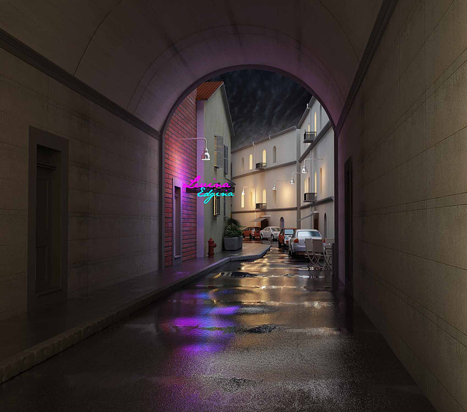 A wet alleyway.

rendering : V-ray plugin
Post-prod : Photoshop CS 5