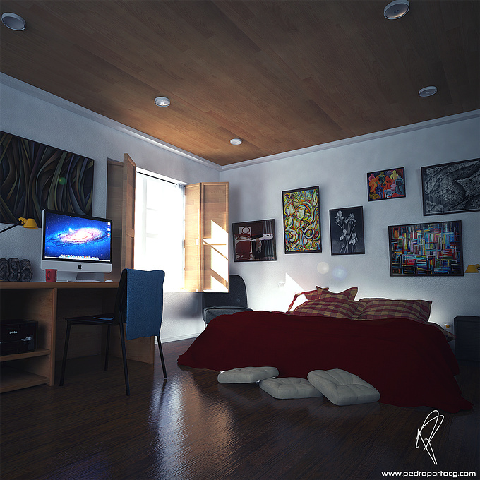 http://www.pedroportocg.com
Hi there,

This was a room that I made in 3ds Max with V-RAY and did some Post Production on Photoshop.

I was trying to improve my skills and achieve a more photorealistic look.

I hope you guys like it