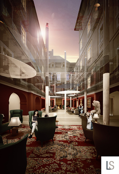Proposal for a hotel's lobby in Prague