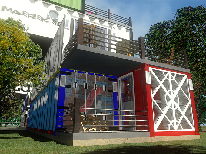 http://www.lonewolfdrafting.com
This is just a basic concept showing the potential of using shipping containers for living spaces.