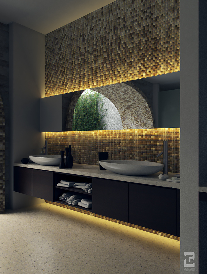 2G Studio - http://www.2gs.co
Hello,
this is my latest rendering about bathroom villa in Bali, The design is of this bathroom is collaboration between my friend yudhie noto saputro and myself. (even though the design still not achieved the balinese feeling)

I created this scene to test the wall n tiles and the vp mosaic plugin from VIZPARK.com

i can say its really easy to use and very useful. Overall, i really satisfied using the plugins.

created using 3dsmax 2012, vray 2.4, photoshop cs6.

To be honest, this is the first time i use brute force, from my opinion the quality is better than irradiance map, it gives different feel on the rendering, but need longer render time.

C n C are most welcome