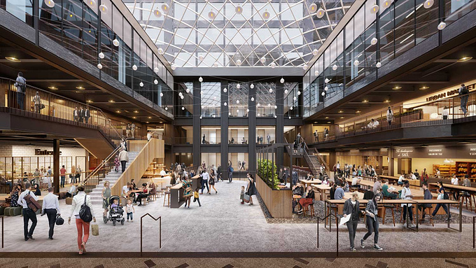 Interior visualisation for the renovation of the base of the Willis Tower in Chicago