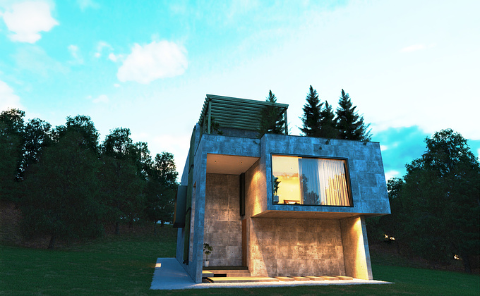 hi folk this is my last project and this is privet house.planing and cg whit me and i use 3dmax vraynext ps and forest. i hope u like it thanks

gele koh villa on a 680 m land with limitations such as occupancy level, occupancy and employer demands, based on an outside and inside interaction approach, privacy, control and pulling the green space into the building through failure in the work body. , Creating multiple pop-ups to continue visual communication from inside to outside of the building and vice versa, thereby dimming the boundaries inside and outside and extending the horizontal part of the first floor body to the outside with the help of a console-designed structure and the use of a roof rack as an element. Active to define the second level of life and not just as an inactive element to interact with whatever The more inhabitants above ground level.