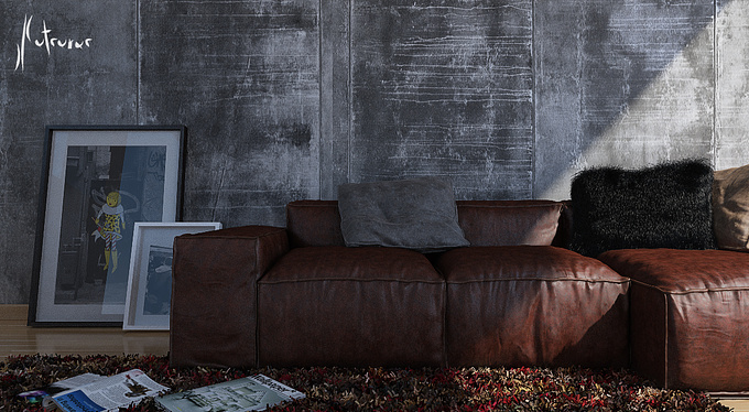 The scene was created for practice. I'm currently learning 3D Studio and this is one of the practice scenes I've set up. There wasn't any real modeling phase since the sofa is a stock model. The software used was 3D Studio Max Design, Vray and Photoshop.