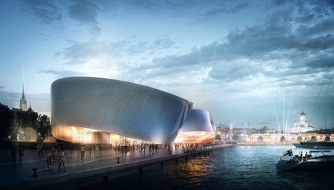 Competition for the Guggenheim Museum in Helsinki.
Project: Plus3 Architekci
Soft: SketchUp+Vray+Photoshop