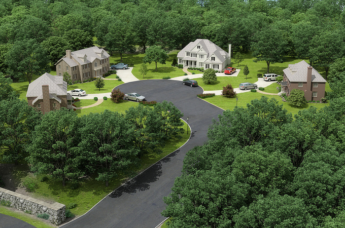 3d arial view of proposed property development.