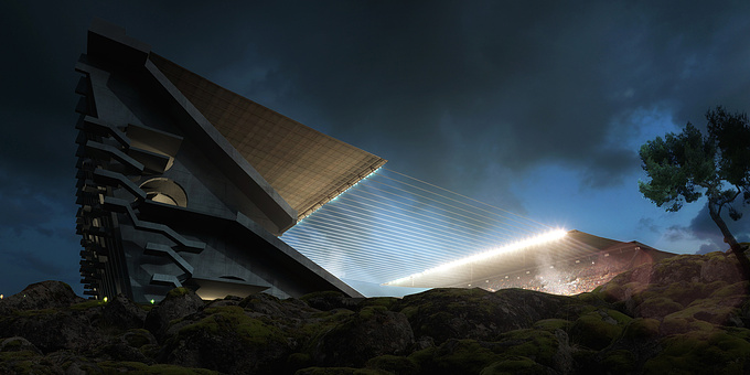 freelance - personal - 
 freelance - personal
 
 
 cinema 4D + photoshop

 

project: Braga's football stadium
architect: Eduardo Souto de Moura
___________________________________

Thank you all for your support and thank you cgarchitect for this honor!

Well answering some questions: this is a personal project yes, model is not really perfect because i took it from google warehouse and was too lazy to fix everything :) lightning is basically an hdri sky with some luminance, a weak light to create the moon and some omni lights inside the stadium. The foreground is not modeled! it was done in photoshop as the lightning effects and all the animation inside the stadium.

Thanks for your comments!