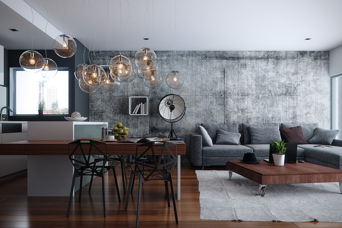 This project was just to try out some interiors. I haven't done a lot of interiors in the passed and thought I would give it a crack. This was actually my older apartment I modelled a long time ago, decided to renovate it in 3d! I drew alot of inspiration from Matas Mačiulis scandinavion interior on VrayWorld.

Behance: http://bit.ly/1hyi54u 
Software: 3ds max, vray, photoshop, magic bullet