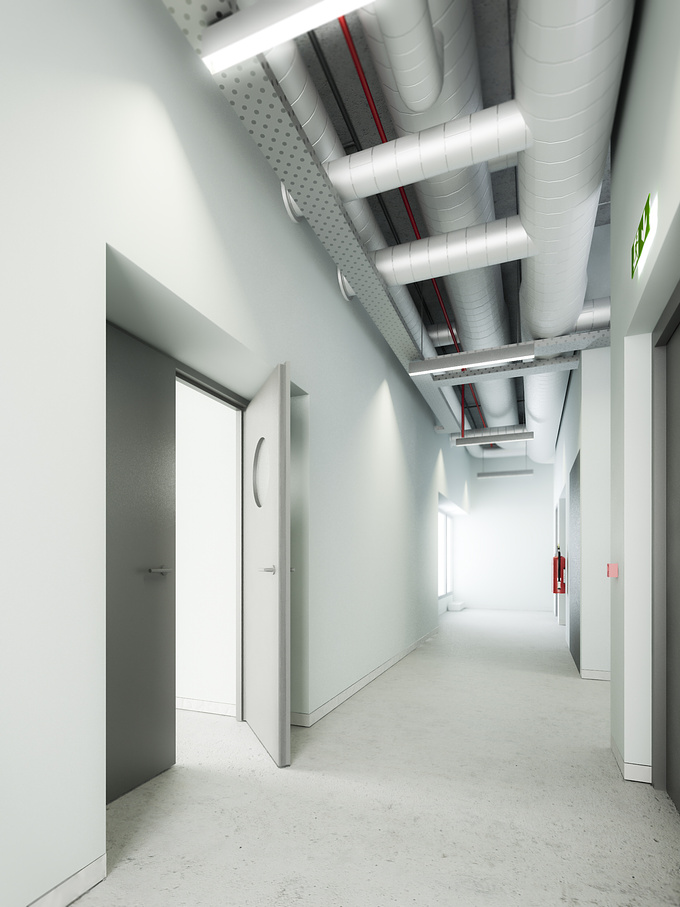 VÖSA studio - http://www.vosastudio.com
3Ds Max + V-Ray
Photoshop + Lightroom

Visualisation of an access corridor for a Research Institute in Portugal by Cláudio Vilarinho architects and designers.