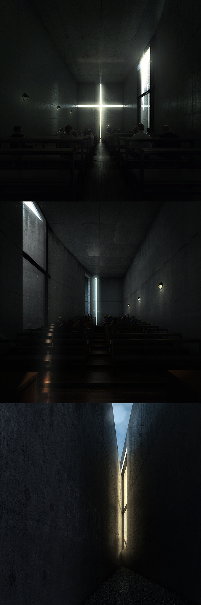 freelance - personal - 
 freelance - personal
 
 
 cinema 4d + photoshop

 

Hi! I know it's a cliché project but I wanted to give it a shot and try to capture the amazing ambience and light from this amazing project.
Church of light - Tadao Ando
Model from google warehouse
Rendered with c4d
Post production with photoshop
thanks.