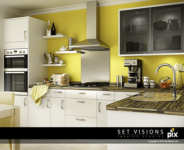 Modern White CGI Kitchen Room Set