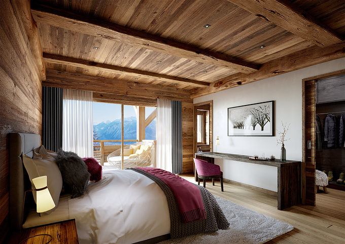  - http://
3d visualization of an hotel room in the moutains