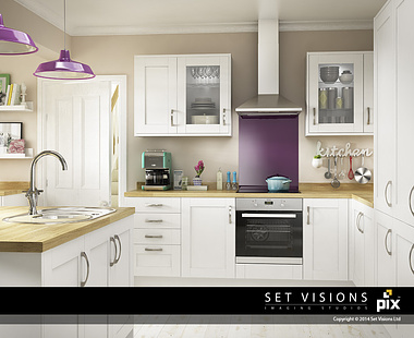 White Shaker CGI Kitchen Room Set