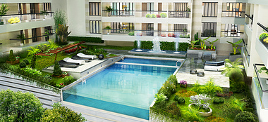 Roof top garden with swimming pool from HSB