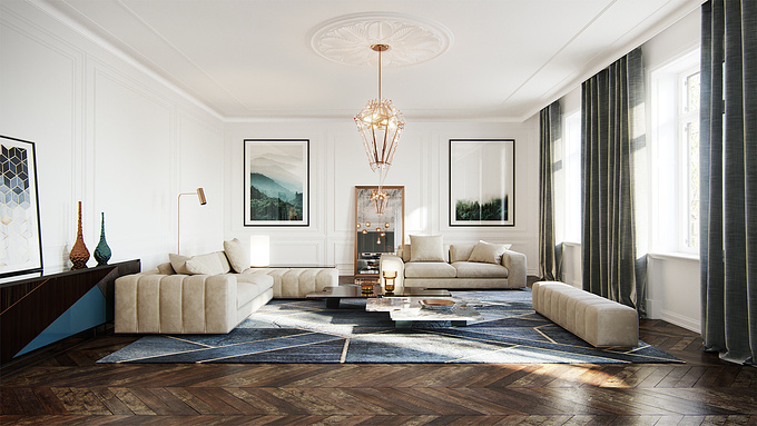 https://www.behance.net/romualdchaigneau
This image is a part of a series of 27 renderings about interior CGI.
https://www.behance.net/gallery/64049547/White-Haussmann-CGI