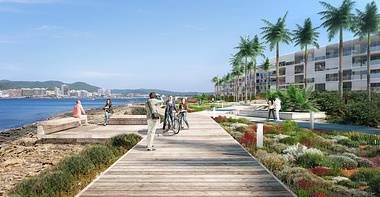 Architectural rendering waterfront in Ibiza