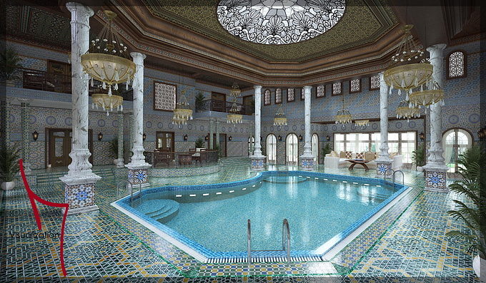Moroccan pool that had Designed for A palace in UAE