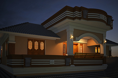 Kerala House night scene