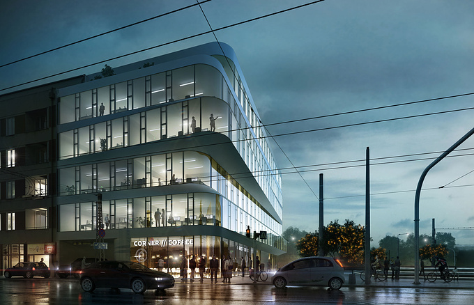 Office building in Gdynia, Poland.
3ds max + vray, photoshop