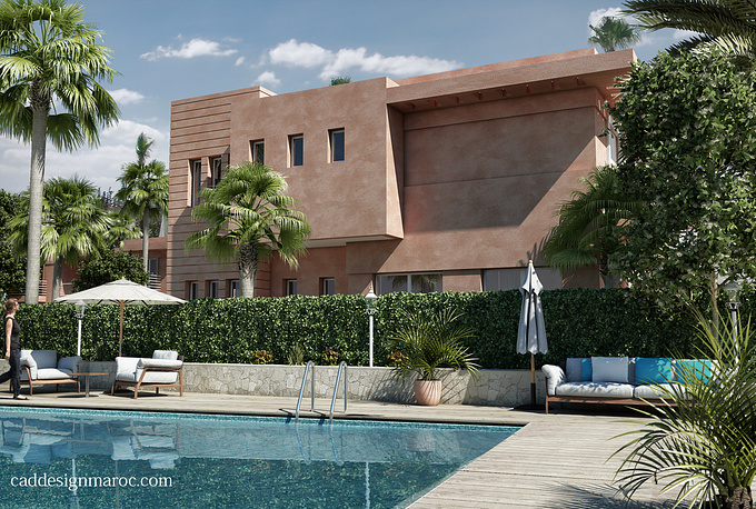 Cad Design Maroc - https://caddesignmaroc.com
Pool view from a residential project in Marrakech 
Soft : Max/Vray/ps

www.caddesignmaroc.com