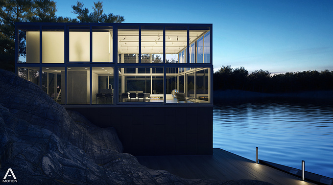 Glasshouse by gh3, Stoney Lake, Ontario, Canada. Inspired by the photogaphy by Larry Williams I wanted to replicate the same mood and improve my texturing and lighting skills with this personal project. Done with 3dmax, v-ray and photoshop.
