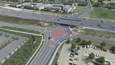 Still Image of an animation of roundabout intersection