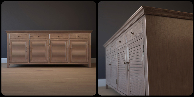 Chipped Tooth Media - http://www.chippedtoothmedia.com
Model of a reclaimed oak dresser I created with 3ds Max 2012.  I used mental ray render engine and mental ray materials.