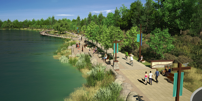 Trumble Studios - http://trumblestudios.com
These images were used to show multiple options for a proposed lakeside promenade. Because of the images, client was not only able to secure approval for their design, but were advised to proceed with the most high end option they presented.
