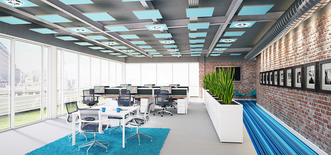 A rendering of an open plan office area.
Modelled in Sketchup,
Rendered in 3DS Max and Vray,
Mastered in Photoshop