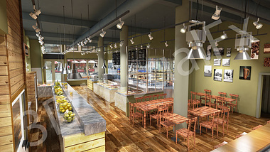 3d restaurant interior rendering