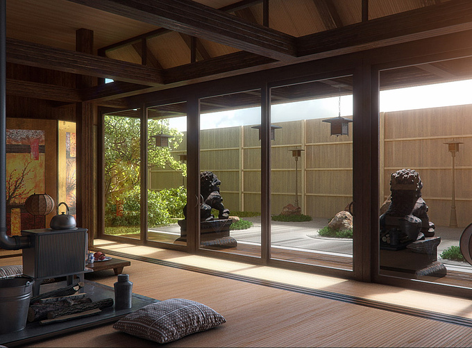 AREF3D
concept from a Japaneses Architect 
Zen Garden and Green Foliage 
relax - warm - beautiful