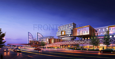 Shopping Center 3D Rendering in Night View