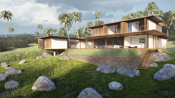 Matheus Passos - http://www.matheuspassos.com/
House Island Bela

Hello friends,

This was a commissioned work for Architects of Brazil.
Proposal of a tropical house.
The house is located in the region of Island Bela. One of the most famous islands of Brazil.
A place for the privileged few with their natural charms.

I hope you enjoy.
Criticisms and suggestions are welcome.

Software: Sketchup, 3Ds Max Design, Vray, Vizpark walls and tiles, Multiscatter and  Photoshop

Thank you.