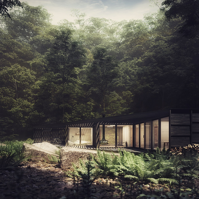 Wonder Vision - http://www.wonder-vision.com
Exterior CG image of a modern cabin set in a forest. We used 3ds Max, Vray and Photoshop to create the image.