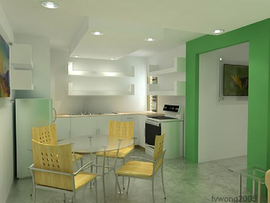 banana villa interior-dining and kitchen area