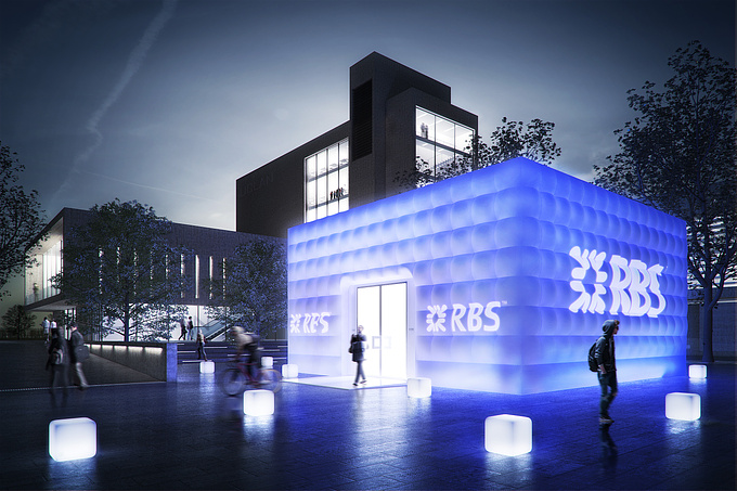 Audio Visual Architecture Ltd - http://www.avarchitecture.co.uk
 Audio Visual Architecture Ltd
 
 
 Maya

 

Recent project for an events company developing a pop-up cube concept to tour university campuses in the UK.

I was given the design of the Cube and developed a typical campus context in which to place it.  Main focus was in the lighting of the cube, composition and getting the colors right.

Initally, I turned it round in 2 days, but have spent another day or so touching up for the portfolio adding people etc.

Comments welcome!