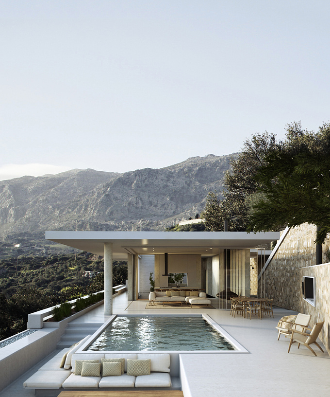 A modern private residence in south Crete, Greece