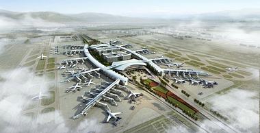 Airport Aerial View 3D Rendering
